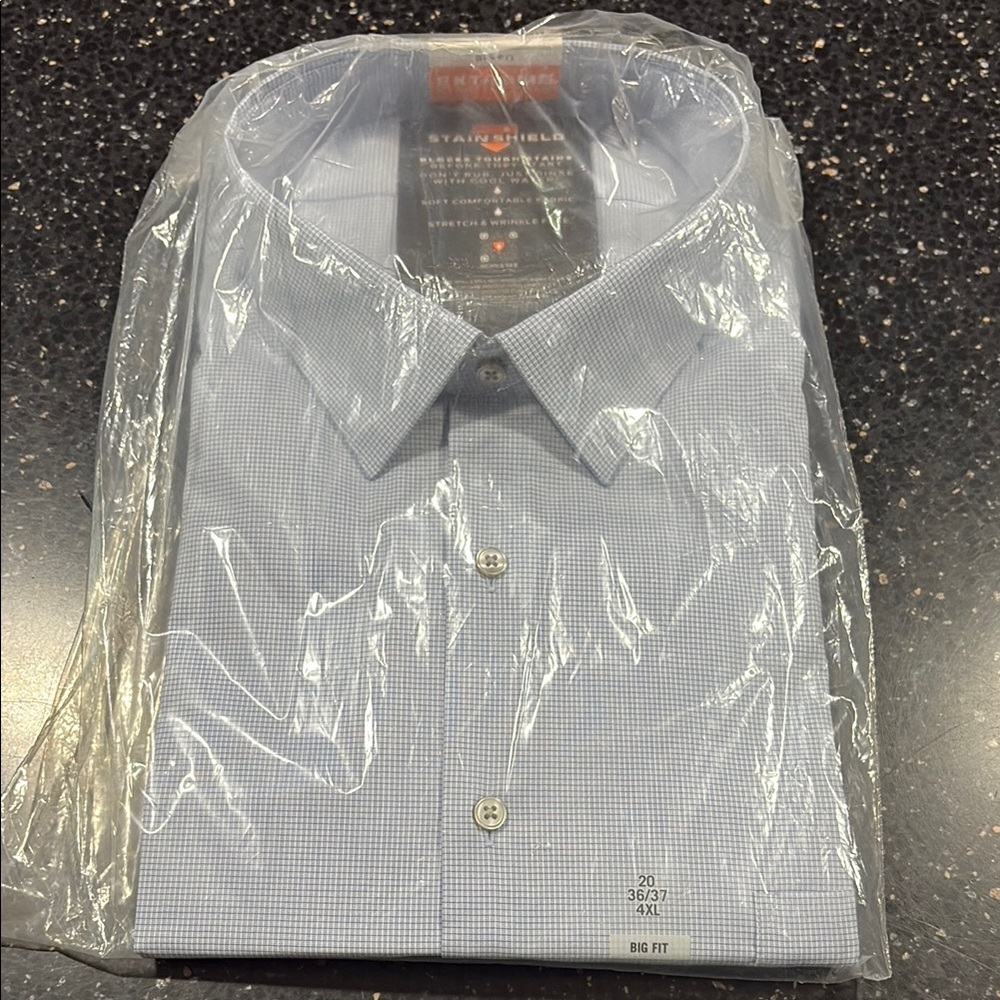 4XL Van Heusen Men's Blue Checkered Dress Shirt